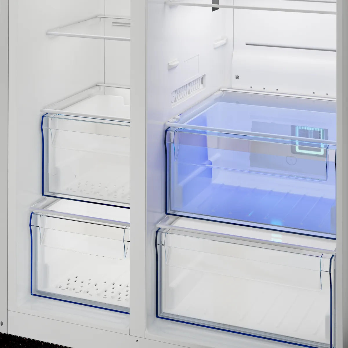 Defy Side-by-Side Naturelight Satin Metallic Finish Fridge — DFF536