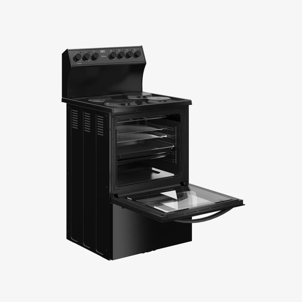 Defy 60cm Electric Freestanding Stove ThermoFan+ Black RC — DSS697