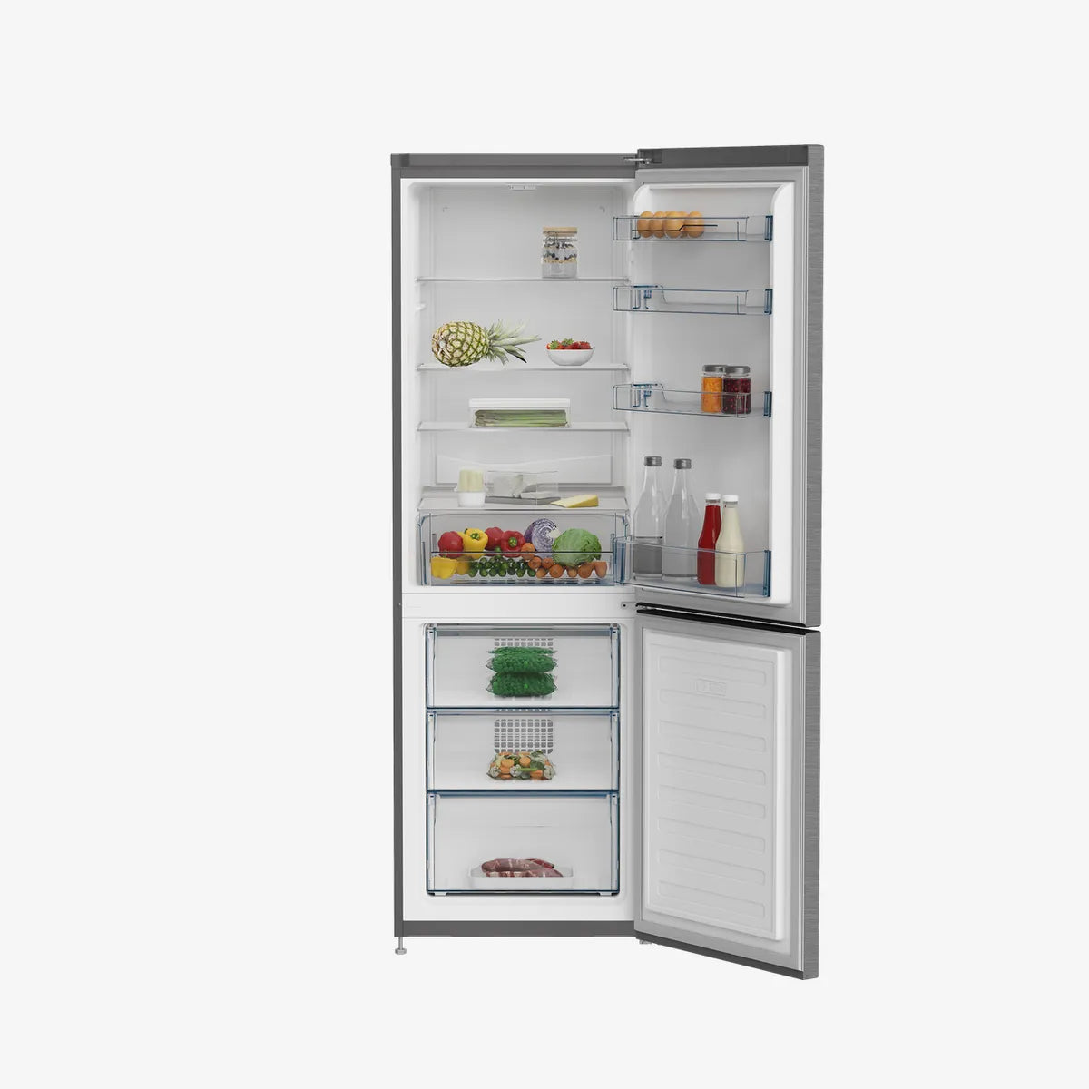 Defy 60cm Fridge / Freezer Satin Metallic — DAC622