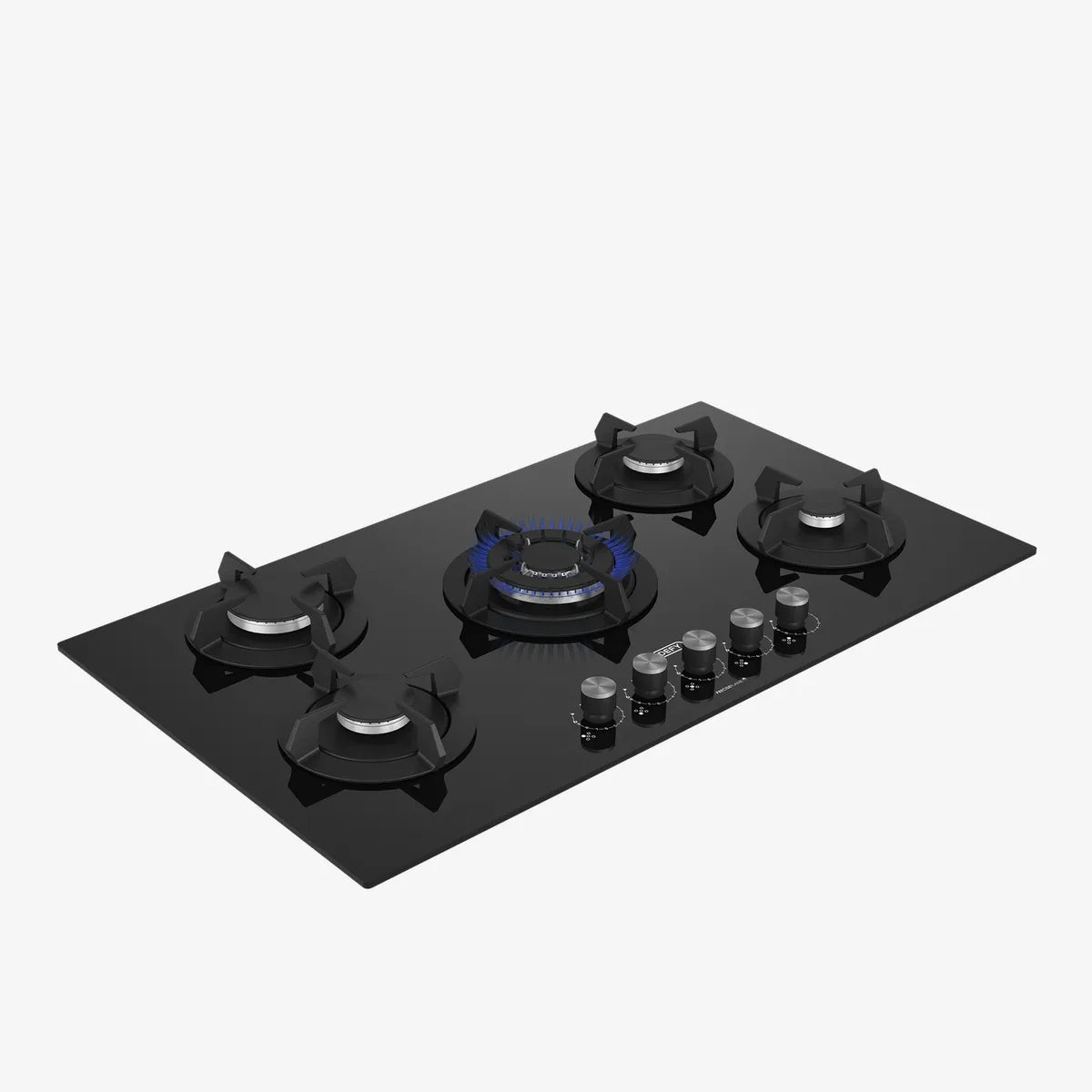 Defy 90cm Gemini Gas on Glass Hob with Wok Black — DHG905