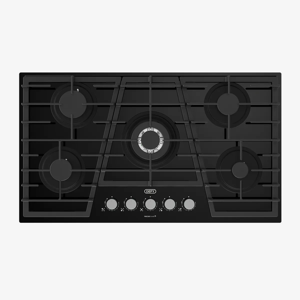 Defy 90cm Gemini Gas on Glass Hob with Wok Black — DHG931