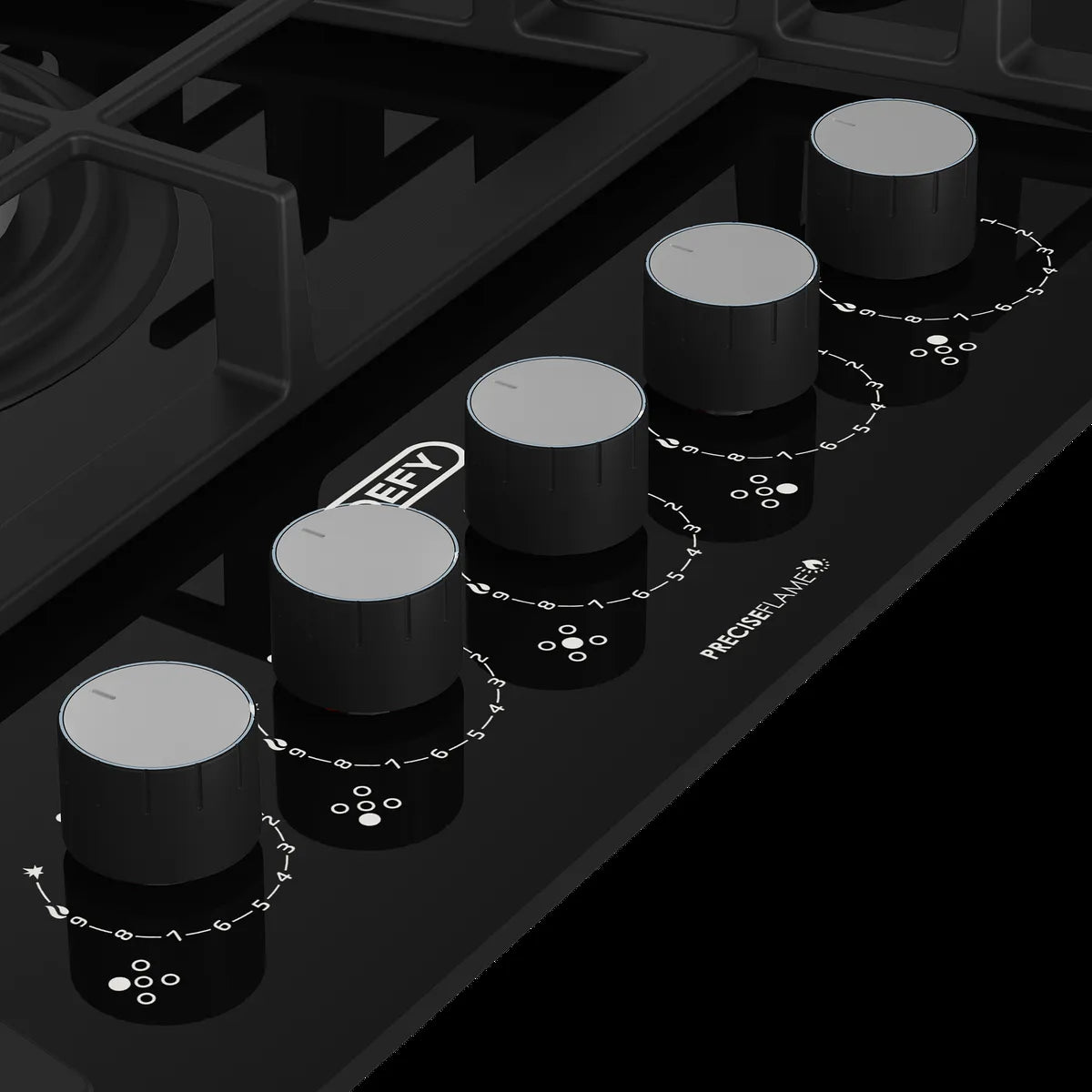 Defy 90cm Gemini Gas on Glass Hob with Wok Black — DHG931