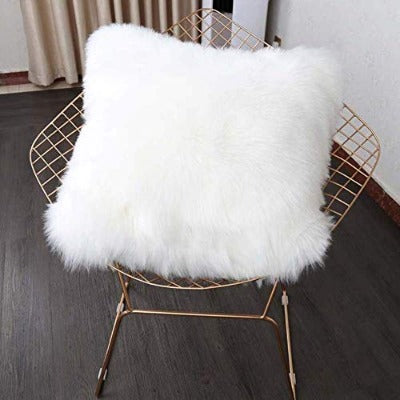 Cushion Covers - Long Hair -  50 x 50CM - White