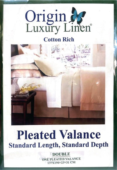 Origin Luxury Linen - Pleated Valence (Cotton Rich) - Various Sizes & Colours