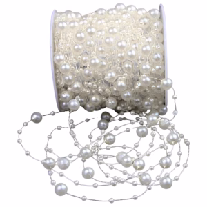 Pearl Beads on String - Black / White